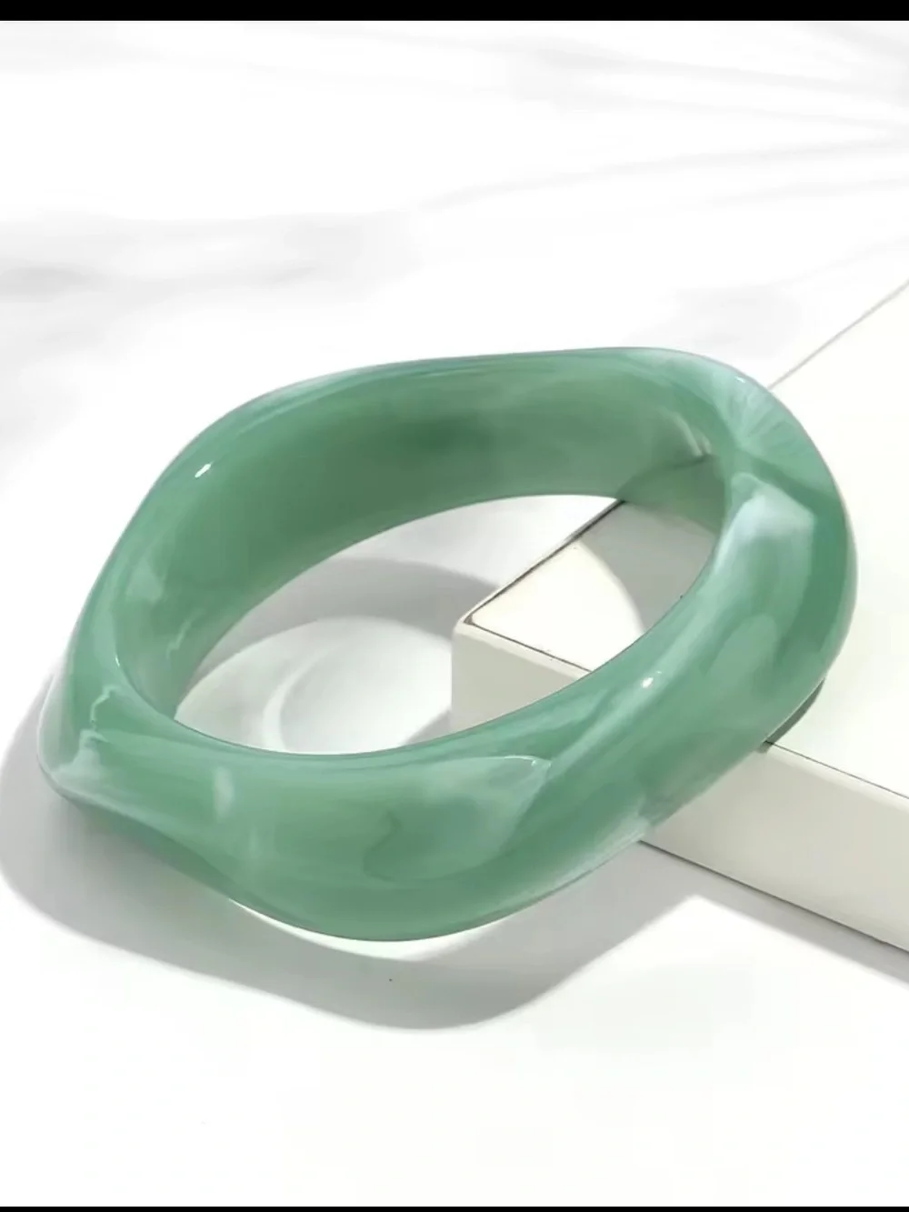 Mint Swirl Resin Sculpted Bangle Bracelet
